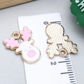 Pink and white enamel reindeer pendant charm for DIY jewelry making accessories - Pink Enamel Christmas Reindeer