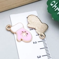 Pink enamel glove charms with golden snowflake for DIY Christmas jewelry making - Pink Enamel Snowflake Glove
