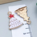 Geëmailleerde kerstboom hanger met rode ster voor het maken van DIY sieraden - Witte Kerstboom (9909)