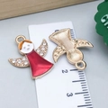Rode emaille engel hanger met strass en gouden legering voor kerst DIY sieraden - Rode Kerstengel (12532)