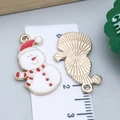Kerst sneeuwpop emaille hanger voor DIY sieraden maken met gouden achterkant - Witte Kerstsneeuwpop (14170)