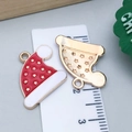 Rode kerstmuts hanger met witte emaille ster en goudkleurige metalen achterkant - Rode Kerstmuts (14179)