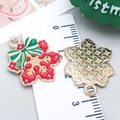 Golden Christmas snowflake pendant connector with red and green enamel for DIY jewelry - Red Enamel Bow Snowflake (19682)