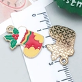 Colorful enamel Christmas stocking pendants with gold metal backing and hanging loops - Yellow Enamel Christmas Sock (19684)