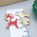 Kerst rendier bedeltjes van goudlegering en rood emaille voor doe-het-zelf sieraden - Rood Kerstrendier (24972)