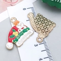 Christmas snowman hat alloy enamel charm for DIY jewelry with golden metal backing - Red Enamel Snowman Christmas Hat (19691)