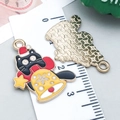 Christmas black cat enamel pendant with red hat and gold bell for DIY jewelry making - Yellow Enamel Snowflake Bell Cat (25250)