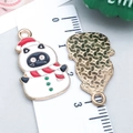Christmas snowman cat alloy pendant with red scarf and gold textured back details - White Enamel Snowman Cat (25258)