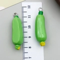 Green resin cucumber vegetable pendant charm with yellow flower for DIY jewelry making - Green Resin Luffa