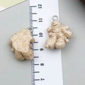 Pendentif en résine en forme de gingembre avec texture réaliste et anneau en argent - Brown Resin Ginger