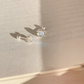 S925 sterling silver screw back stud earrings with moonstone on a book background - One Pair / Silver