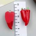 Pendentif piment rouge en résine avec tige verte et anneau pour bijoux DIY - Red Resin Double Chili