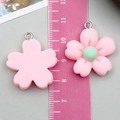 Pink resin cherry blossom pendants with silver loops for DIY jewelry making - Pink Resin Five-petal Cherry Blossom Style