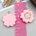 Pink resin sunflower petal pendant charms with green center for DIY jewelry necklaces - Pink Resin Cherry Blossom Lotus Style