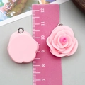 Pink resin rose flower pendant with silver metal ring for DIY jewelry making - Pink Resin Rose Style A
