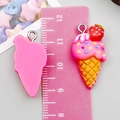 Pink resin ice cream cone charm with strawberry topping for DIY jewelry making - Rose Red
