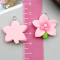 Pink resin sunflower flower pendant with green leaf for DIY jewelry making - Pink Resin Orchid Style