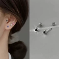 Pendientes de corazón en plata S925 con circón negro y cierre de rosca mini - Cierre de Rosca (2132) / Zircón Negro