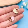 Roze en gouden hart puzzel hangers set met oliedruppel afwerking voor DIY accessoires - Roze Emaille Hart (11885)
