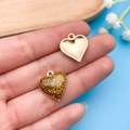 Gouden hartvormige hanger met glitterafwerking voor DIY-sieraden en ambachten - Geel Emaille Hart (14324)