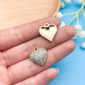 Glinsterende goud en zilver glitter hartbedels voor DIY sieraden maken accessoires - Zilver Emaille Hart (14325)