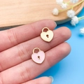 Roze emaille en gouden getextureerde hart hangslot hangers voor DIY sieraden maken - Roze Emaille Hart (14361)