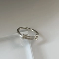 Polished S925 silver minimalist adjustable ring with push-pull resizing design - JZ0219-Buckle Design