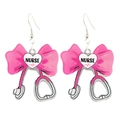 Boucles d'oreilles stéthoscope rose pour infirmière avec motif cœur et nœud mignon - Style Cœur Infirmière Rose Stéthoscope