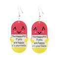 Boucles d'oreilles pilule mignonne avec smiley et texte pour infirmières et personnel médical - Style Pilule du Bonheur Sourire