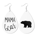 Tropfenohrringe aus Kunstleder mit Mama-Bear-Schriftzug und schwarzer Bären-Silhouette - MAMA Bär Druck (6)