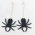 Pendientes de cadena dorada con colgantes de araña negra para joyería de Halloween - Forma de araña de cadena larga