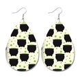 Halloween teardrop leather earrings featuring a witch cauldron and green bubbles print - Witch Cauldron Style