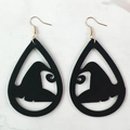 Pendientes de Halloween con silueta de sombrero de bruja en terciopelo negro y oro - Sombrero de Mago Calado / Negro