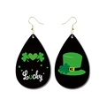 Boucles d'oreilles St Patrick en similicuir avec motif trèfle chanceux et chapeau vert - Style Chapeau Coeur Lucky (1)