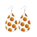 Teardrop faux leather basketball earrings with realistic texture on a clean white background - Waterdrop/Basketball/No.13
