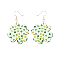 Boucles d'oreilles fleuries Saint-Patrick avec motifs géométriques vert et jaune pailleté - Style Géométrique Carré Vert Jaune (5)