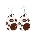 Detailed view of teardrop faux leather earrings with football and helmet prints - Waterdrop/Rugby Helmet/No.15