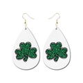 Détails de boucles d'oreilles en simili cuir avec motif trèfle vert léopard - Style Trèfle Léopard (4)
