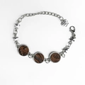 Bohemian silver chain bracelet with leopard print charms and heart pendant with engraving - Snake Print (1)