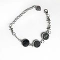 Bohemian silver chain bracelet with leopard cow print charms and heart love pendant - Black Texture (2)