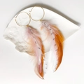 Bohemian style long feather hoop earrings with colorful natural feathers on a white tray - Multicolor Hoop Long Style (3)