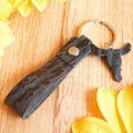 Retro bull head silhouette keychain with black crocodile pattern leather and silver ring - Black Crocodile Pattern Bull Head Style (1)