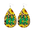 Teardrop earrings with leopard print, sunflowers and green beer bottles on white background - Leopard Sunflower Bottle Style (4)