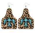 Thunderbird leopard print western faux leather earrings with silver hooks for women - 7-Leopard Thunderbird