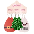 Set di orecchini natalizi in pelle con Babbo Natale, alberi e scritte Believe - Stile Babbo Natale e Albero di Natale e Believe