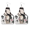 Faux leather livestock tag earrings featuring black and white cow print with cattle graphics - 3-Three Cows