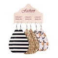 Set di tre paia di orecchini a goccia in pelle con strisce, glitter dorati e motivi di Halloween - Stile Striscia e Glitter Oro e Halloween BOO