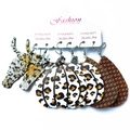 Three-piece faux leather earring set featuring leopard bull head, pumpkin, and bronze teardrops - Bull Head and Pumpkin and Bronze Plaid Style