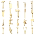 20-piece KC gold alloy hardware tool charms set including wrench and saw for DIY jewelry - Mixed 20 Pieces KC Gold Tool Series Set