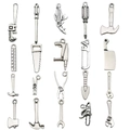 Lot de 20 pendentifs outils en alliage argent antique pour la création de bijoux - Série d'Outils 20 Pièces Argent Antique Mixte (SN899)